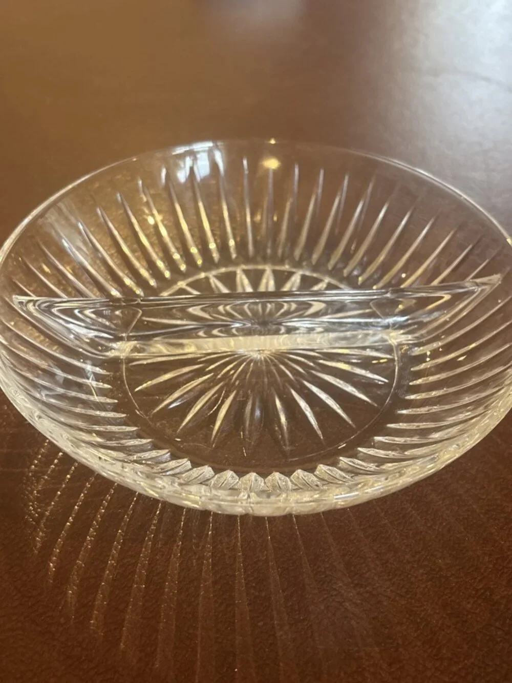 Vintage Crystal Glass Ribbed Divided Relish/Pickle/Candy Dish